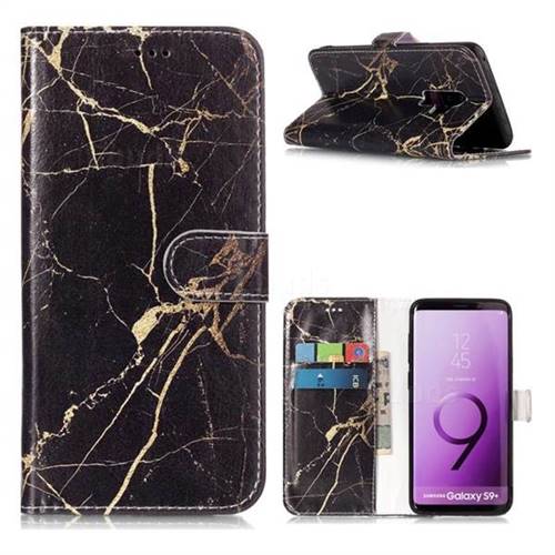 Black Gold Marble PU Leather Wallet Case for Samsung Galaxy S9 Plus(S9+)