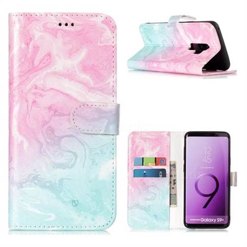 Pink Green Marble PU Leather Wallet Case for Samsung Galaxy S9 Plus(S9+)