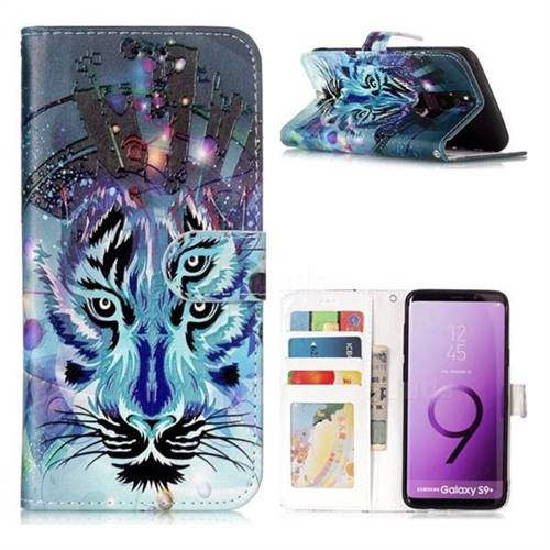 Ice Wolf 3D Relief Oil PU Leather Wallet Case for Samsung Galaxy S9 Plus(S9+)