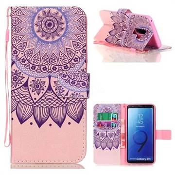 Purple Sunflower Leather Wallet Phone Case for Samsung Galaxy S9 Plus(S9+)