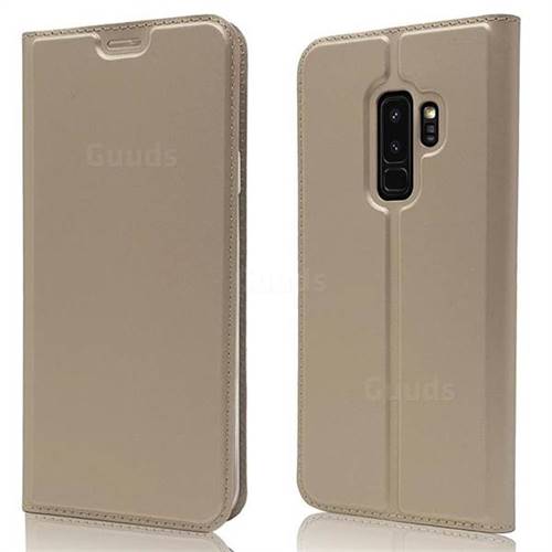 Ultra Slim Card Magnetic Automatic Suction Leather Wallet Case for Samsung Galaxy S9 Plus(S9+) - Champagne