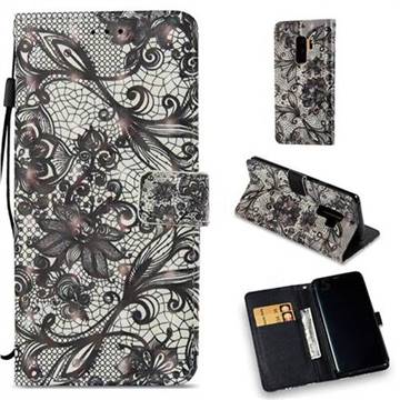 Black Ribbon Lace 3D Painted Leather Wallet Case for Samsung Galaxy S9 Plus(S9+)