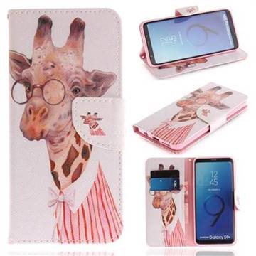 Pink Giraffe PU Leather Wallet Case for Samsung Galaxy S9 Plus(S9+)