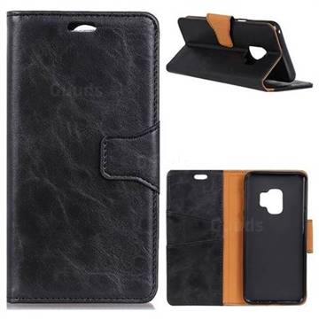 MURREN Luxury Crazy Horse PU Leather Wallet Phone Case for Samsung Galaxy S9 Plus(S9+) - Black