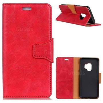 MURREN Luxury Crazy Horse PU Leather Wallet Phone Case for Samsung Galaxy S9 Plus(S9+) - Red