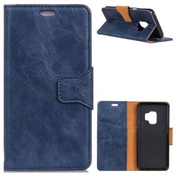 MURREN Luxury Crazy Horse PU Leather Wallet Phone Case for Samsung Galaxy S9 Plus(S9+) - Blue