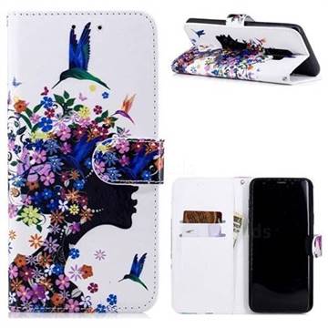 Flower Girl 3D Relief Oil PU Leather Wallet Case for Samsung Galaxy S9 Plus(S9+)