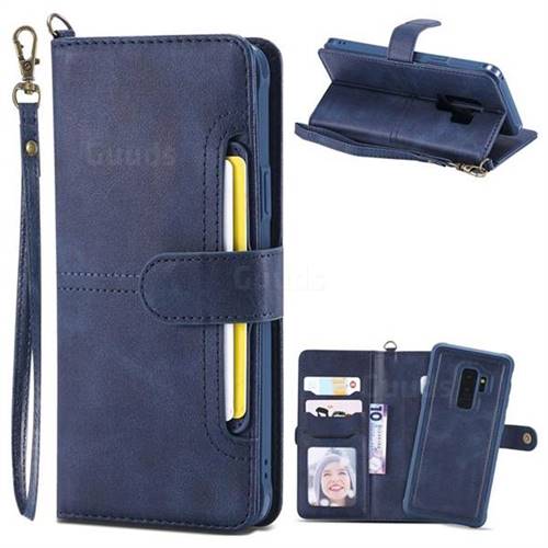 Retro Multi-functional Aristocratic Demeanor Detachable Leather Wallet Phone Case for Samsung Galaxy S9 Plus(S9+) - Blue