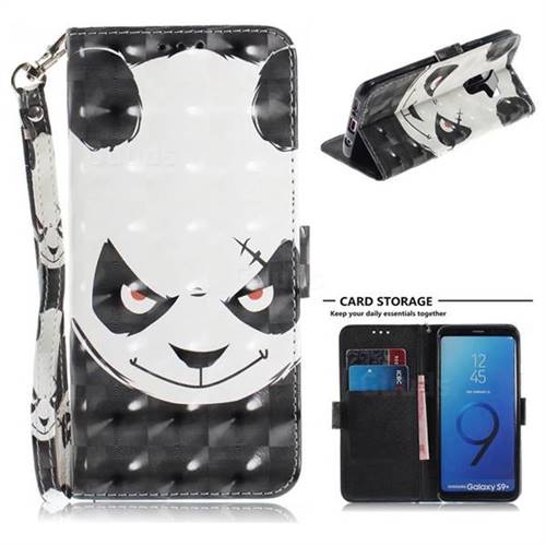 Angry Bear 3D Painted Leather Wallet Phone Case for Samsung Galaxy S9 Plus(S9+)