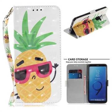 Pineapple Glasses 3D Painted Leather Wallet Phone Case for Samsung Galaxy S9 Plus(S9+)