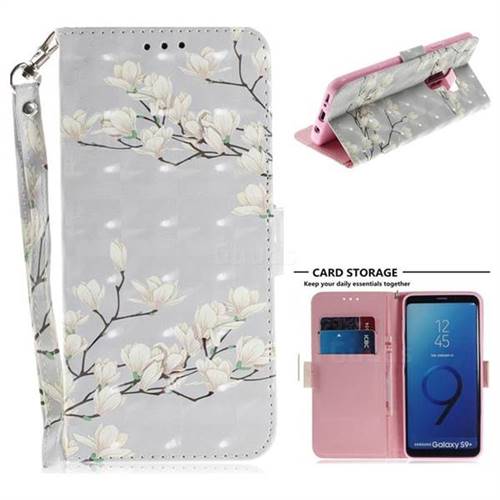 Magnolia Flower 3D Painted Leather Wallet Phone Case for Samsung Galaxy S9 Plus(S9+)