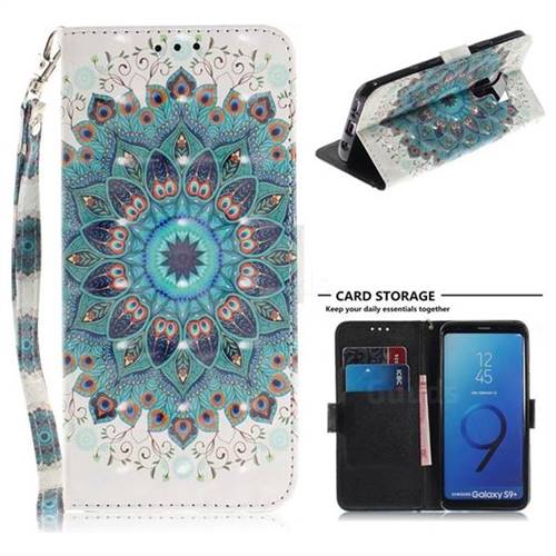 Peacock Mandala 3D Painted Leather Wallet Phone Case for Samsung Galaxy S9 Plus(S9+)