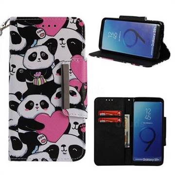 Heart Panda Big Metal Buckle PU Leather Wallet Phone Case for Samsung Galaxy S9 Plus(S9+)