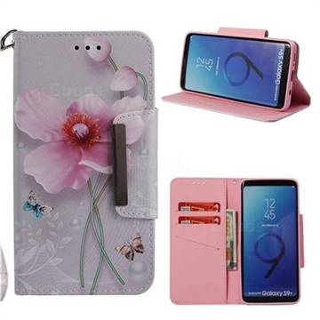 Pearl Flower Big Metal Buckle PU Leather Wallet Phone Case for Samsung Galaxy S9 Plus(S9+)