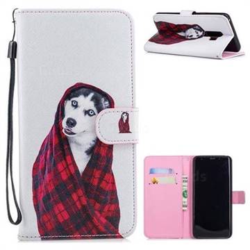 Fashion Husky Painting Leather Wallet Phone Case for Samsung Galaxy S9 Plus(S9+)
