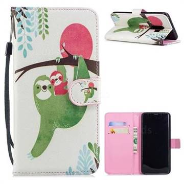 Twig Monkey Painting Leather Wallet Phone Case for Samsung Galaxy S9 Plus(S9+)