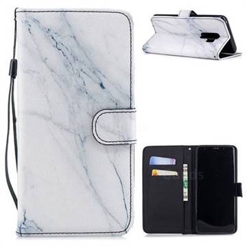 White Marble Painting Leather Wallet Phone Case for Samsung Galaxy S9 Plus(S9+)