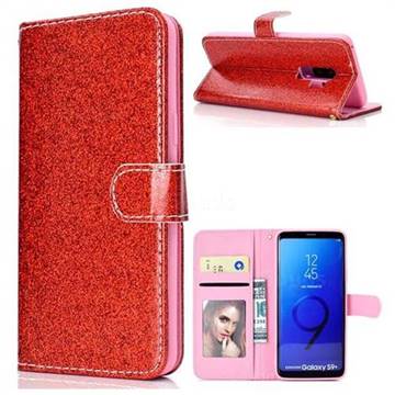 Glitter Shine Leather Wallet Phone Case for Samsung Galaxy S9 Plus(S9+) - Red
