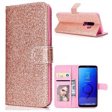 Glitter Shine Leather Wallet Phone Case for Samsung Galaxy S9 Plus(S9+) - Rose Gold