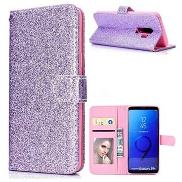 Glitter Shine Leather Wallet Phone Case for Samsung Galaxy S9 Plus(S9+) - Purple