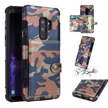 Camouflage Multi-function Leather Phone Case for Samsung Galaxy S9 Plus(S9+) - Blue