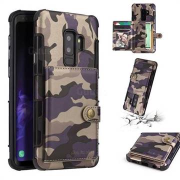 Camouflage Multi-function Leather Phone Case for Samsung Galaxy S9 Plus(S9+) - Purple