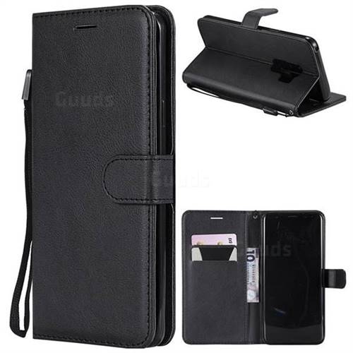 Retro Greek Classic Smooth PU Leather Wallet Phone Case for Samsung Galaxy S9 Plus(S9+) - Black