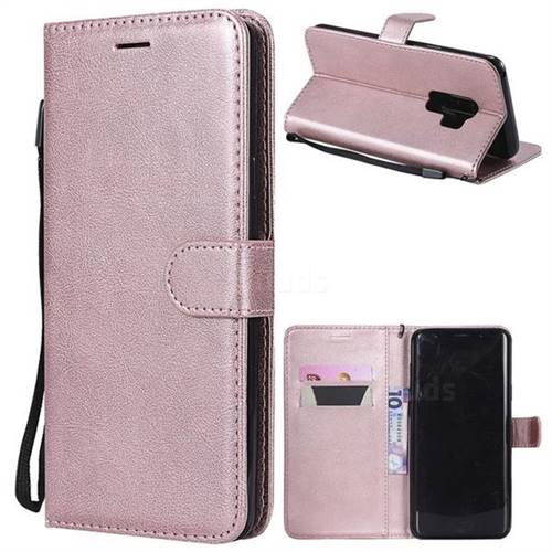 Retro Greek Classic Smooth PU Leather Wallet Phone Case for Samsung Galaxy S9 Plus(S9+) - Rose Gold