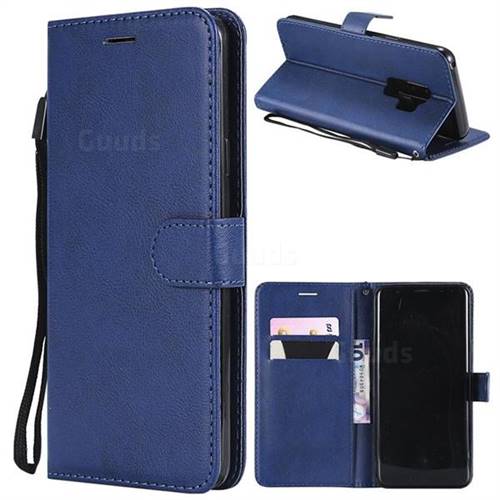 Retro Greek Classic Smooth PU Leather Wallet Phone Case for Samsung Galaxy S9 Plus(S9+) - Blue