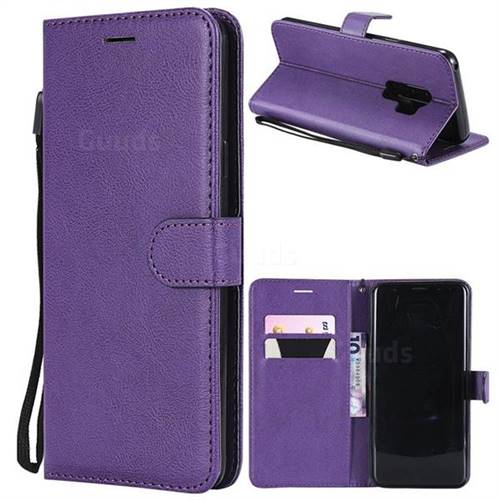 Retro Greek Classic Smooth PU Leather Wallet Phone Case for Samsung Galaxy S9 Plus(S9+) - Purple