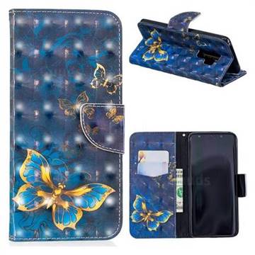 Gold Butterfly 3D Painted Leather Wallet Phone Case for Samsung Galaxy S9 Plus(S9+)
