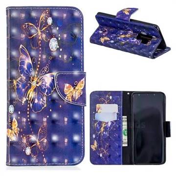Purple Butterfly 3D Painted Leather Wallet Phone Case for Samsung Galaxy S9 Plus(S9+)