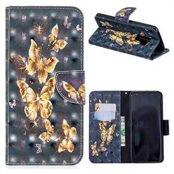 Silver Golden Butterfly 3D Painted Leather Wallet Phone Case for Samsung Galaxy S9 Plus(S9+)