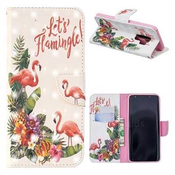 Flower Flamingo 3D Painted Leather Wallet Phone Case for Samsung Galaxy S9 Plus(S9+)