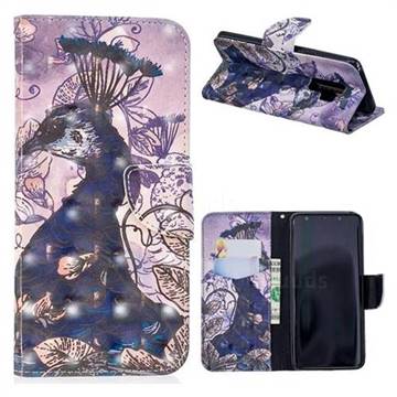 Purple Peacock 3D Painted Leather Wallet Phone Case for Samsung Galaxy S9 Plus(S9+)