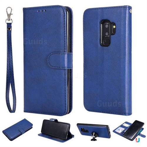 Retro Greek Detachable Magnetic PU Leather Wallet Phone Case for Samsung Galaxy S9 Plus(S9+) - Blue