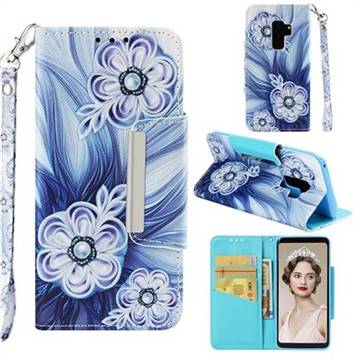 Button Flower Big Metal Buckle PU Leather Wallet Phone Case for Samsung Galaxy S9 Plus(S9+)