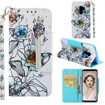 Fotus Flower Big Metal Buckle PU Leather Wallet Phone Case for Samsung Galaxy S9 Plus(S9+)