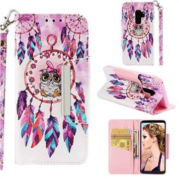 Owl Wind Chimes Big Metal Buckle PU Leather Wallet Phone Case for Samsung Galaxy S9 Plus(S9+)