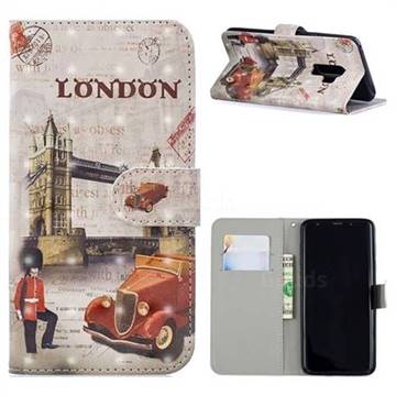 Retro London 3D Painted Leather Phone Wallet Case for Samsung Galaxy S9 Plus(S9+)