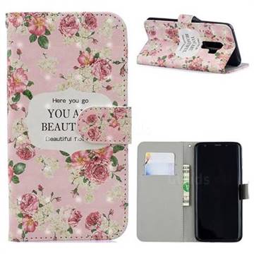Butterfly Flower 3D Painted Leather Phone Wallet Case for Samsung Galaxy S9 Plus(S9+)