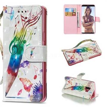 Music Pen 3D Painted Leather Wallet Phone Case for Samsung Galaxy S9 Plus(S9+)