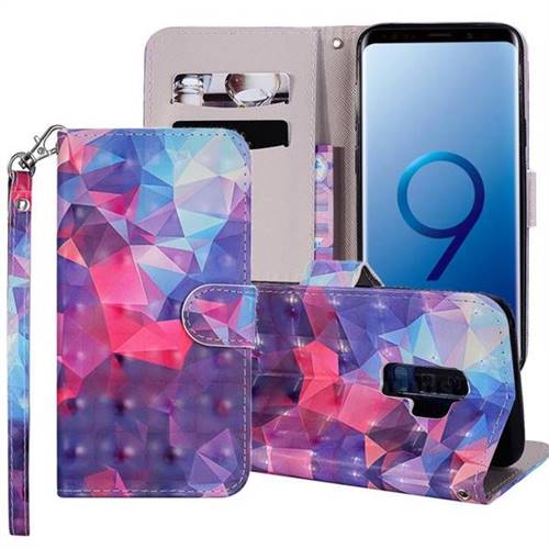 Colored Diamond 3D Painted Leather Phone Wallet Case Cover for Samsung Galaxy S9 Plus(S9+)