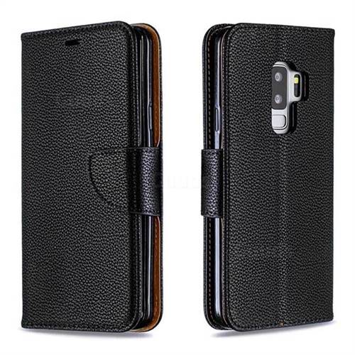 Classic Luxury Litchi Leather Phone Wallet Case for Samsung Galaxy S9 Plus(S9+) - Black