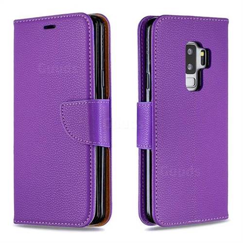 Classic Luxury Litchi Leather Phone Wallet Case for Samsung Galaxy S9 Plus(S9+) - Purple