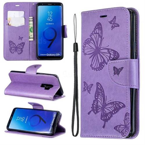 Embossing Double Butterfly Leather Wallet Case for Samsung Galaxy