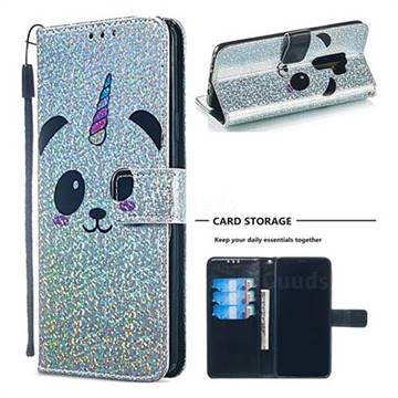 Panda Unicorn Sequins Painted Leather Wallet Case for Samsung Galaxy S9 Plus(S9+)