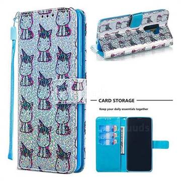 Little Unicorn Sequins Painted Leather Wallet Case for Samsung Galaxy S9 Plus(S9+)