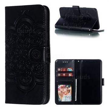Intricate Embossing Datura Solar Leather Wallet Case for Samsung Galaxy S9 Plus(S9+) - Black
