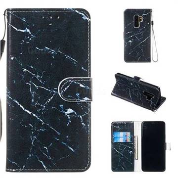 Black Marble Smooth Leather Phone Wallet Case for Samsung Galaxy S9 Plus(S9+)